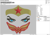 Wonder Woman Face Embroidery File 4 size