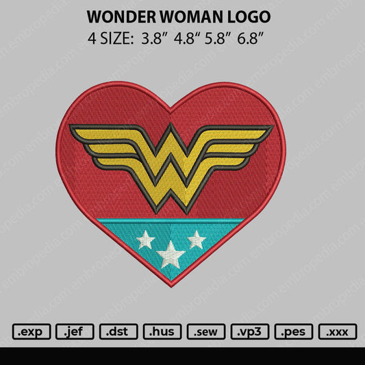 Wonder Woman Logo Embroidery File 4 size