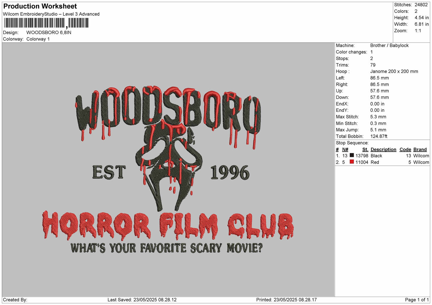 WOODSBORO Embroidery File 6 sizes