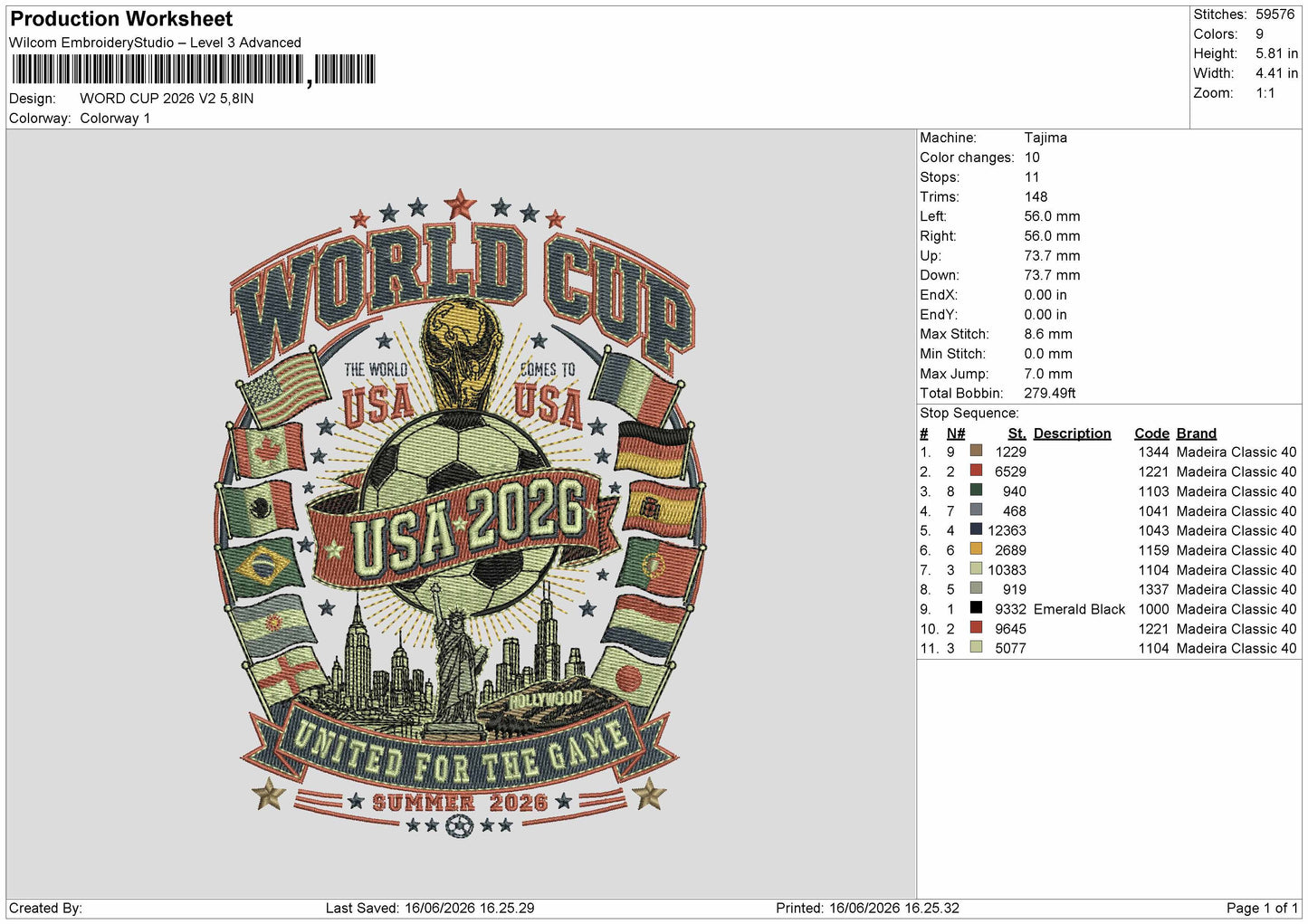 Worldcup 26b Embroidery Machine Design File 6 sizes