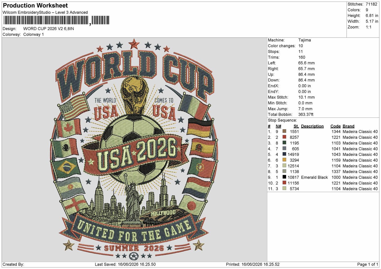 Worldcup 26b Embroidery Machine Design File 6 sizes