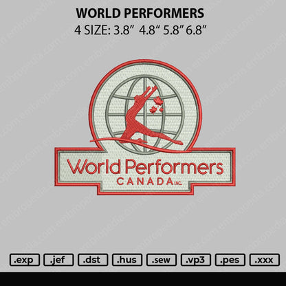 World Performers Embroidery File 4 size