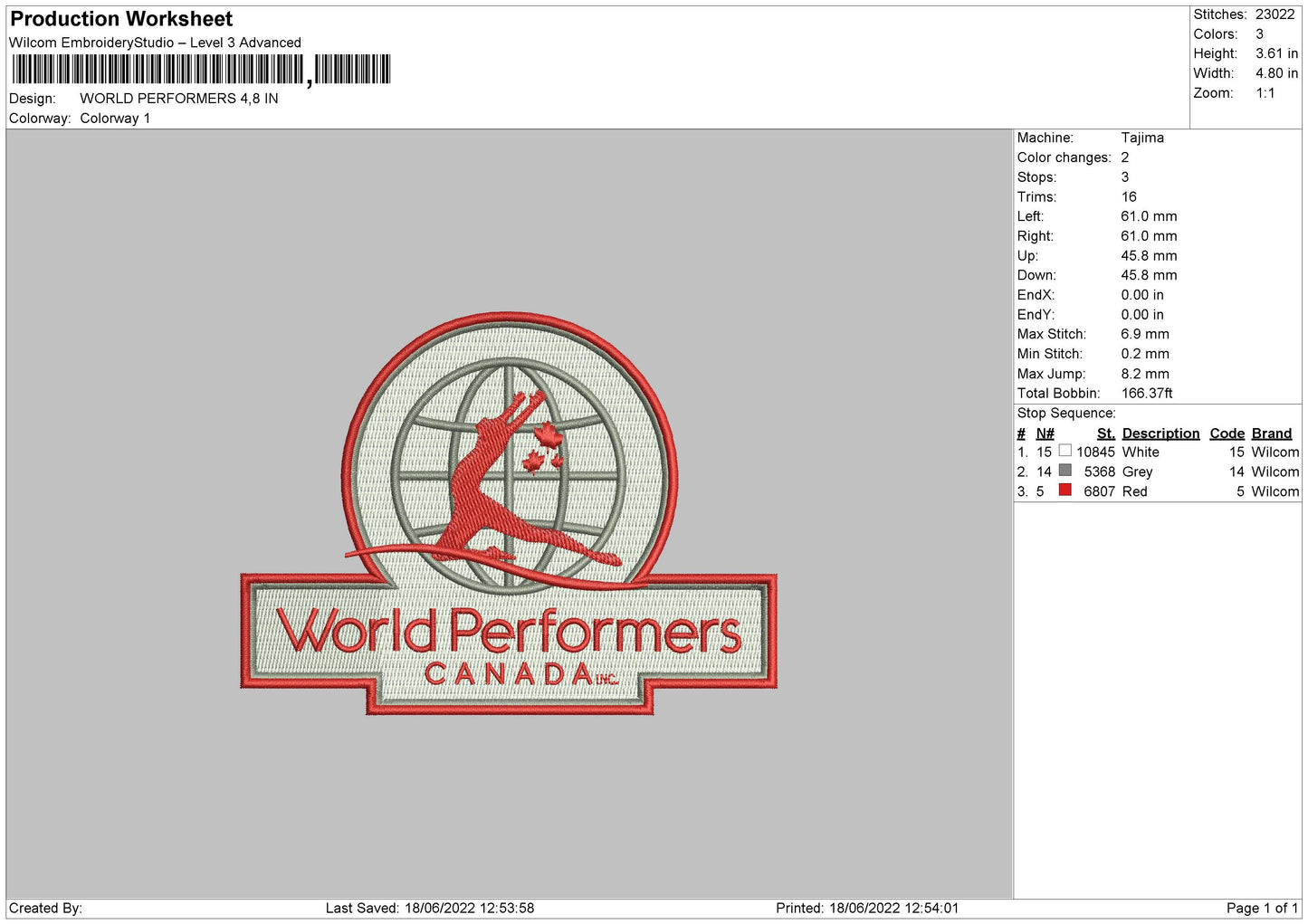 World Performers Embroidery File 4 size