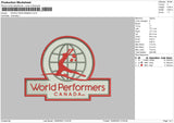 World Performers Embroidery File 4 size