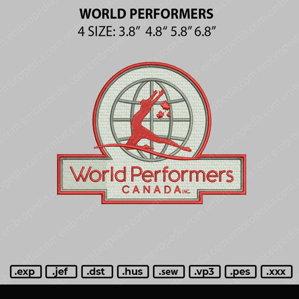 World Performers Embroidery File 4 size