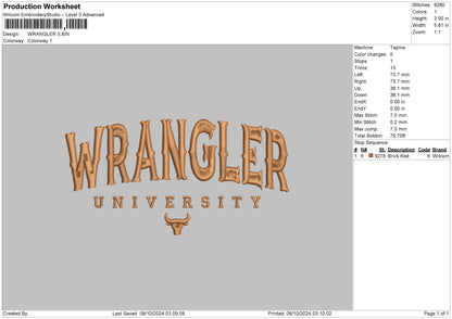 Wranglertext Embroidery File 6 sizes