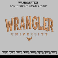 Wranglertext Embroidery File 6 sizes