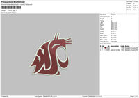 Wsu Logo Embroidery File 6 sizes