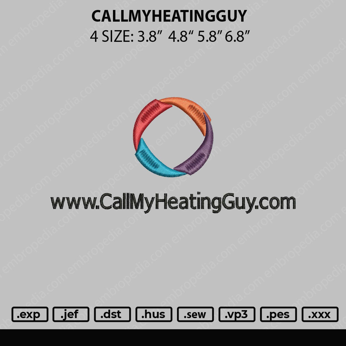 Callmyheatingguy Embroidery File 4 sizes