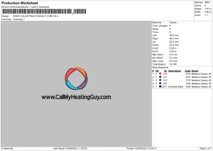 Callmyheatingguy Embroidery File 4 sizes