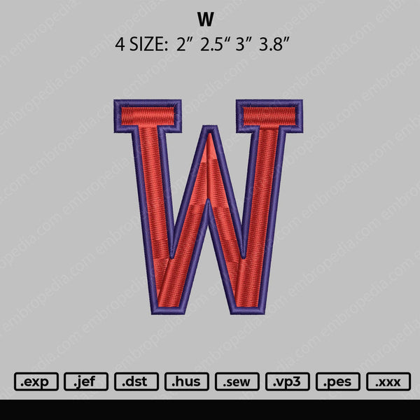 W Embroidery File 4 size