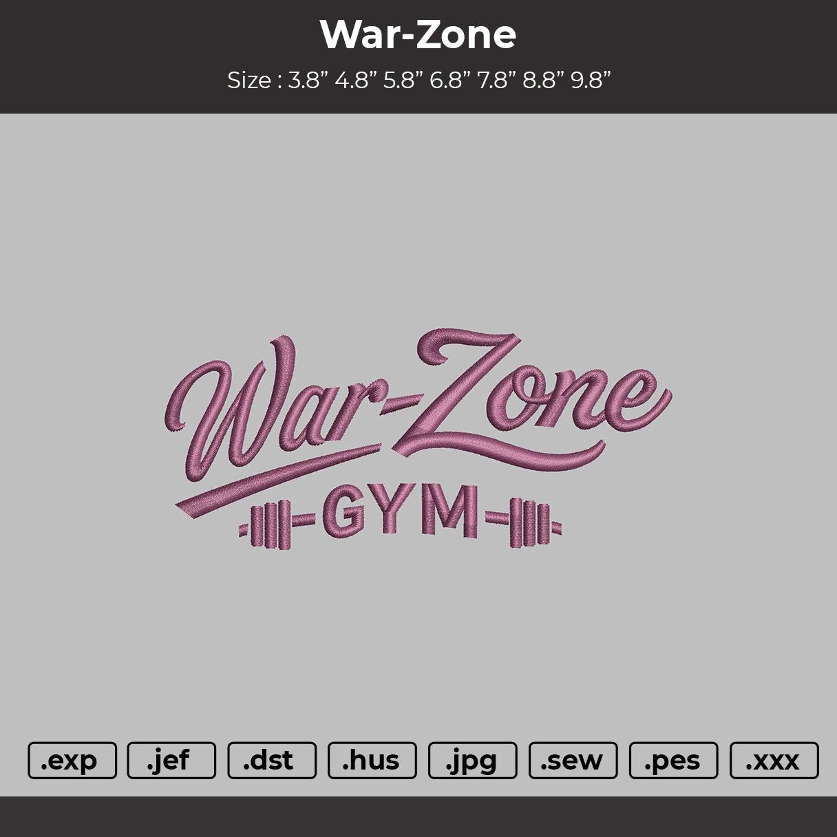 War-Zone Embroidery File 6 sizes