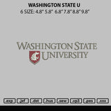 Washington State U Embroidery File 6 sizes