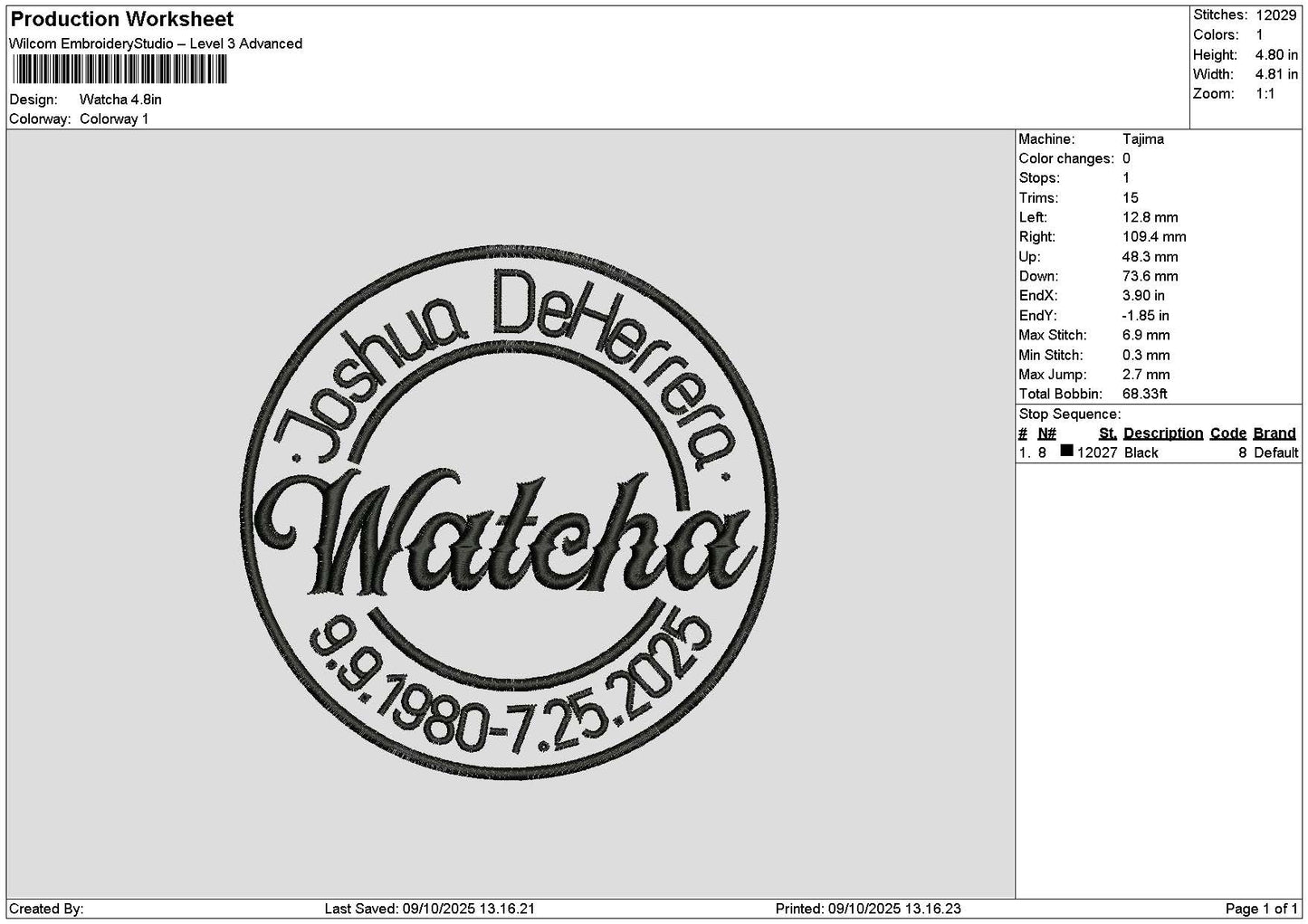 Watchatext Circle Embroidery File 6 sizes