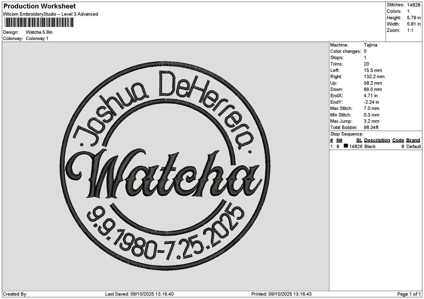 Watchatext Circle Embroidery File 6 sizes