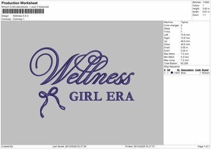 Wellnesstext Embroidery Machine Design File 6 sizes