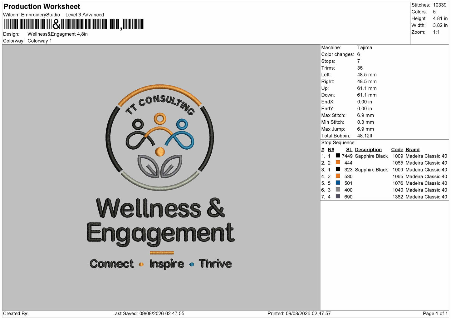 Wellness Text Embroidery Machine Design File 6 sizes
