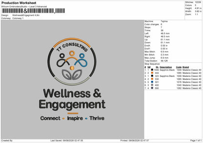 Wellness Text Embroidery Machine Design File 6 sizes