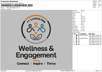 Wellness Text Embroidery Machine Design File 6 sizes