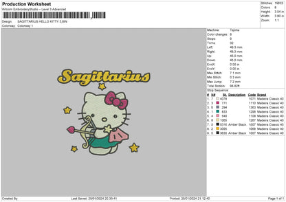 Zodiac Hello Kitty Pt1 Embroidery 6 Files