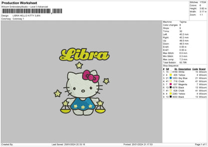 Zodiac Hello Kitty Pt1 Embroidery 6 Files