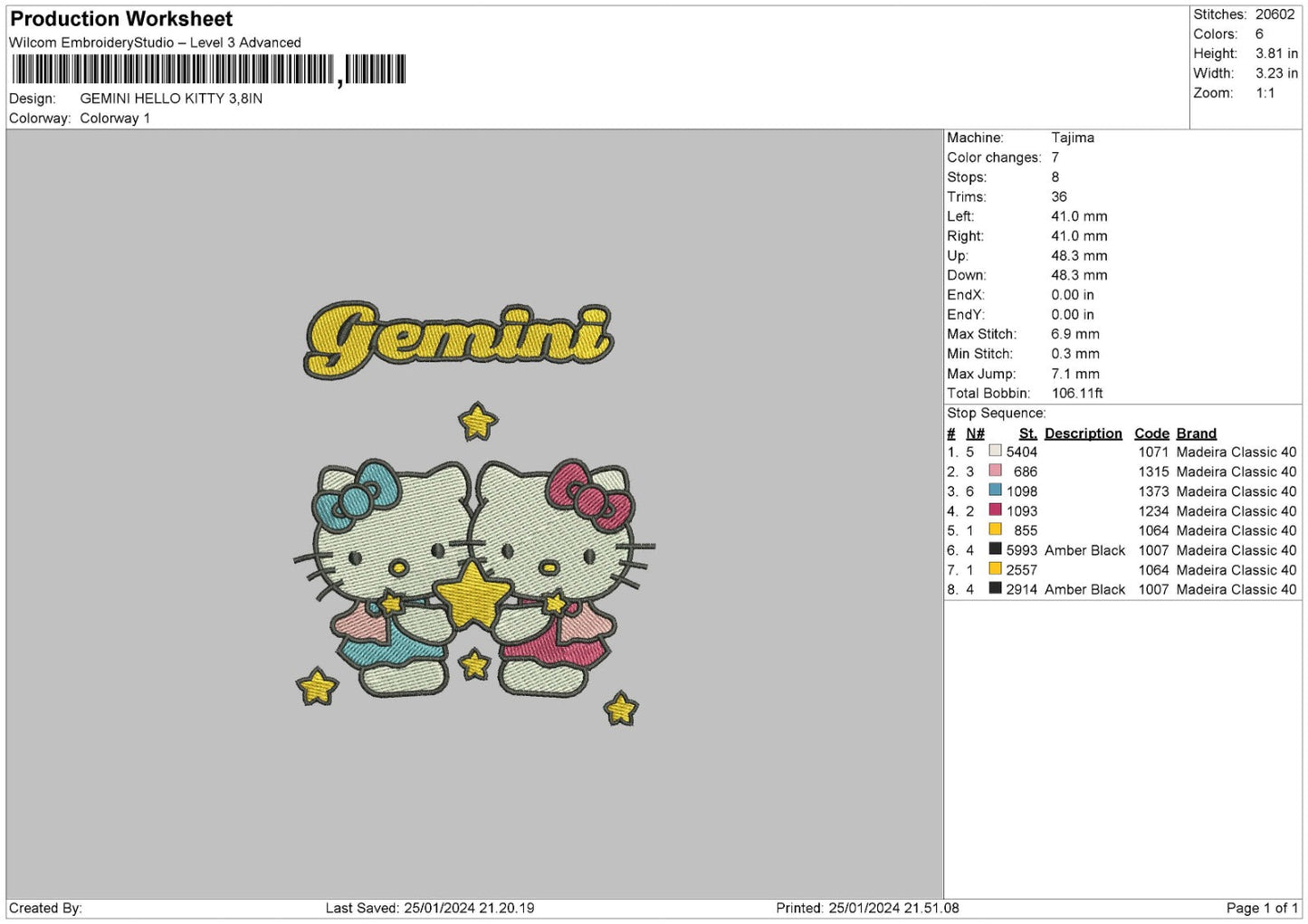 Zodiac HEllo Kitty Pt2 Embroidery Design 6 Files