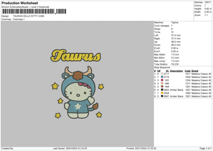 Zodiac HEllo Kitty Pt2 Embroidery Design 6 Files