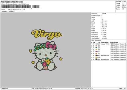 Zodiac HEllo Kitty Pt2 Embroidery Design 6 Files
