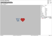 W Heart Embroidery File 6 sizes