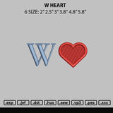 W Heart Embroidery File 6 sizes