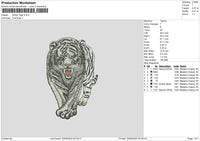 White Tiger Embroidery File 6 sizes