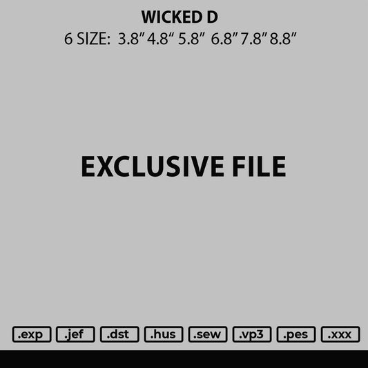 Wicked D Embroidery File 6 sizes