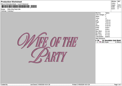 Wifetext 2105 Embroidery File 6 sizes