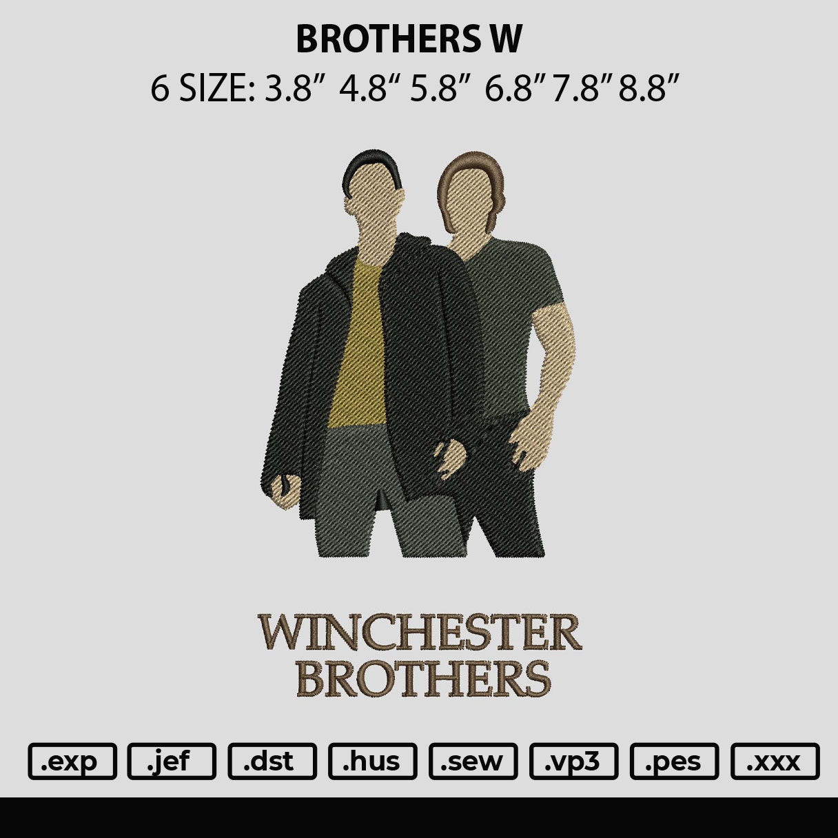 Brothers W Embroidery Machine Design File 6 sizes