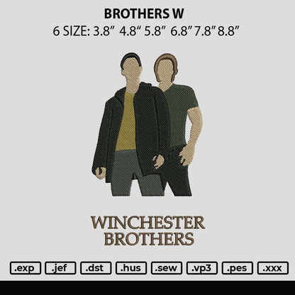 Brothers W Embroidery Machine Design File 6 sizes