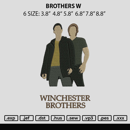 Brothers W Embroidery Machine Design File 6 sizes