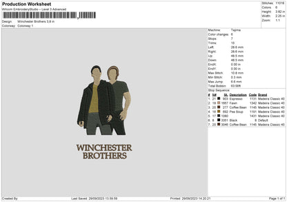 Brothers W Embroidery Machine Design File 6 sizes