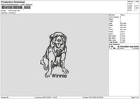 Winnie Dog Embroidery File 6 sizes