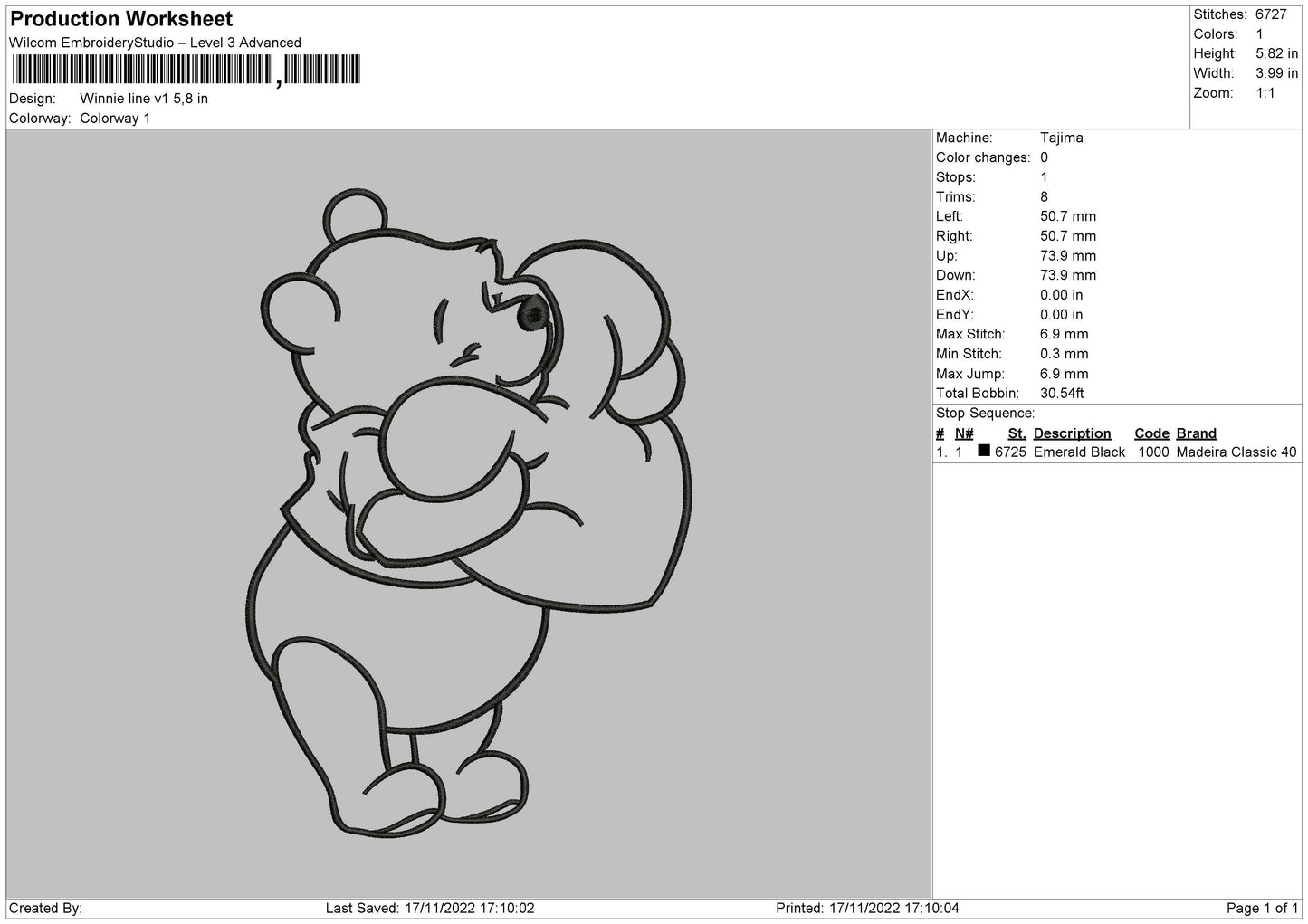 Winnie Line Embroidery 2 Files