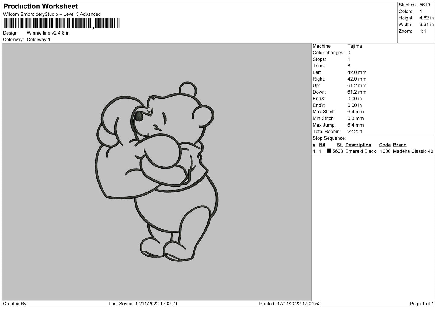 Winnie Line Embroidery 2 Files