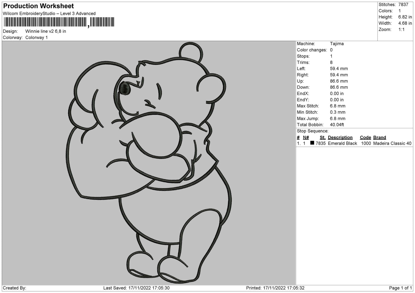 Winnie Line Embroidery 2 Files