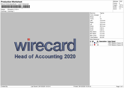 Wirecardtext V1 V2 Embroidery Machine Design File 6 sizes