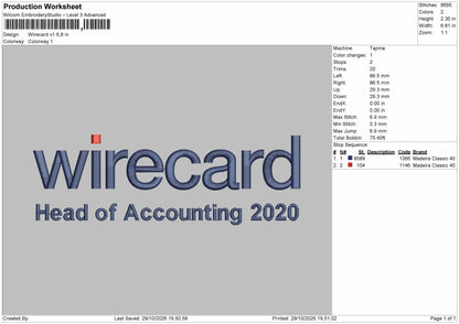 Wirecardtext V1 V2 Embroidery Machine Design File 6 sizes