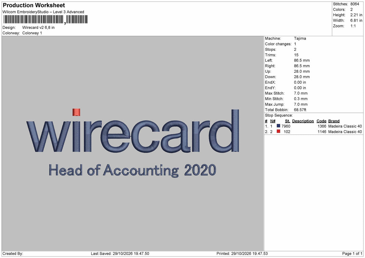 Wirecardtext V1 V2 Embroidery Machine Design File 6 sizes