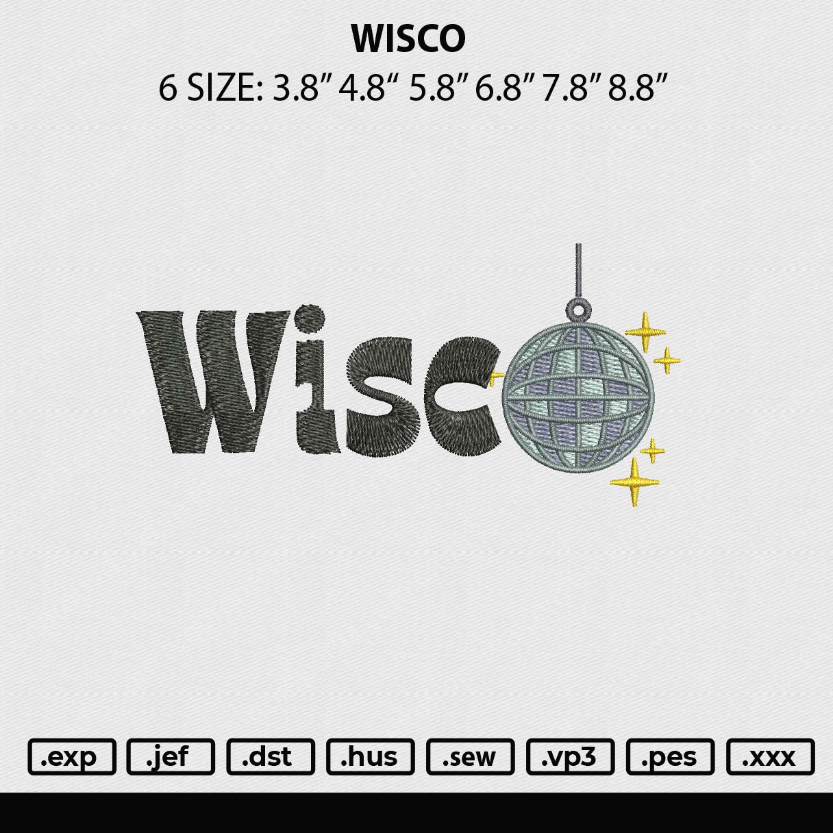 Wisco Embroidery File 6 sizes – Master Digitizer