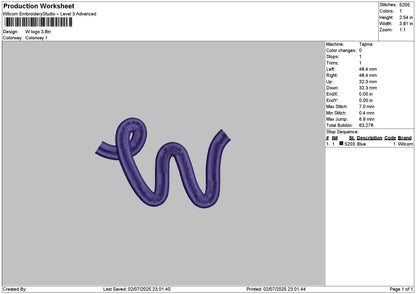 W Logo 0207 Embroidery File 6 sizes