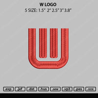 W logo Embroidery File 5 sizes