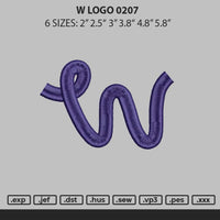 W Logo 0207 Embroidery File 6 sizes