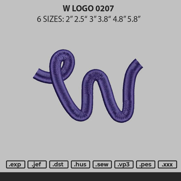 W Logo 0207 Embroidery File 6 sizes