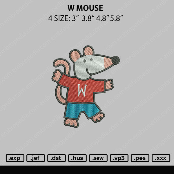 W Mouse Embroidery File 4 sizes